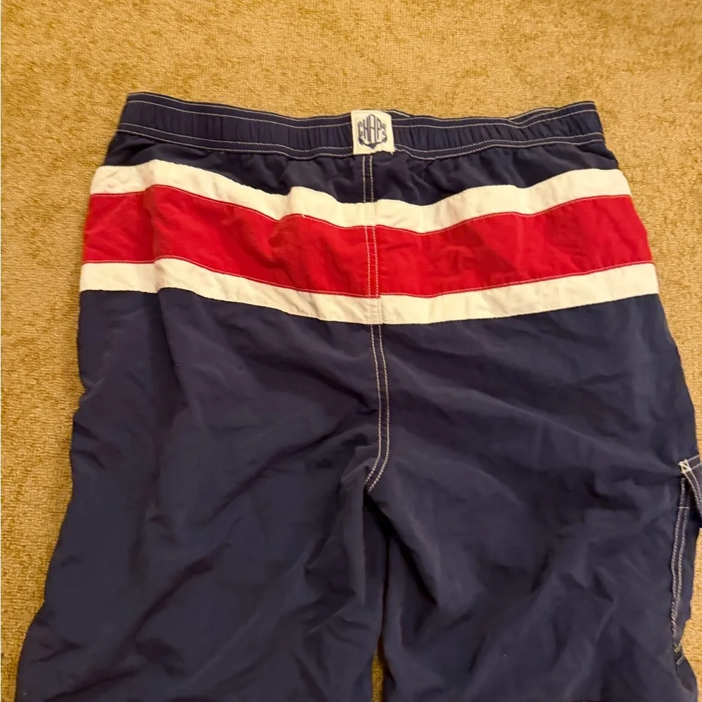 Chaps Ralph Lauren Men Swim Trunks Size M Navy Blue Mesh Line Shorts Vacation